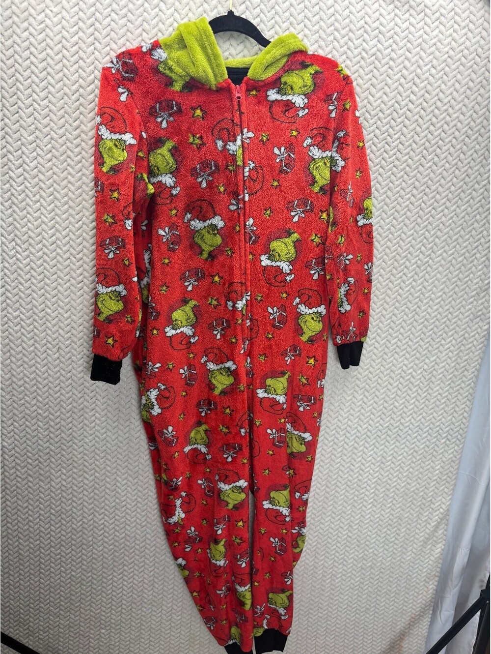 The Grinch Red and Green Holiday Onesie Pajamas with Hood